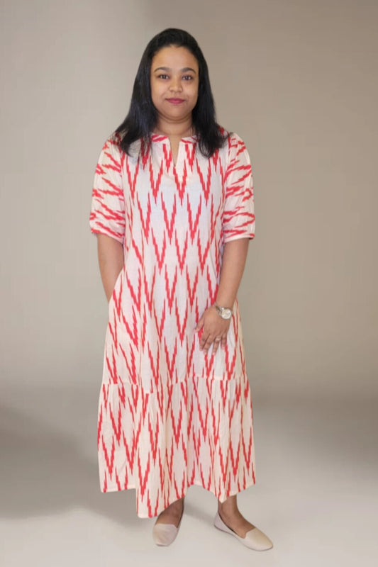 Ikat Print Midi Dress