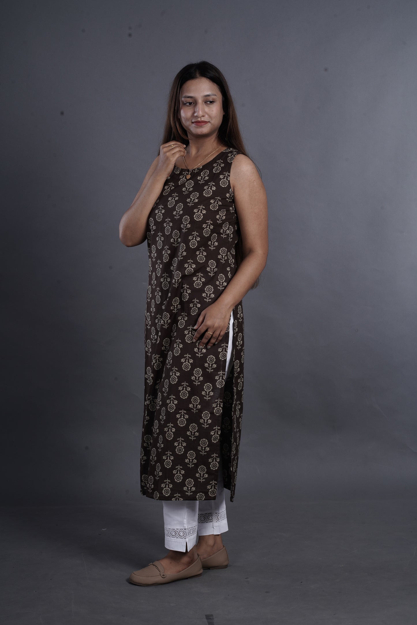 Brown Straight Cotton Kurta