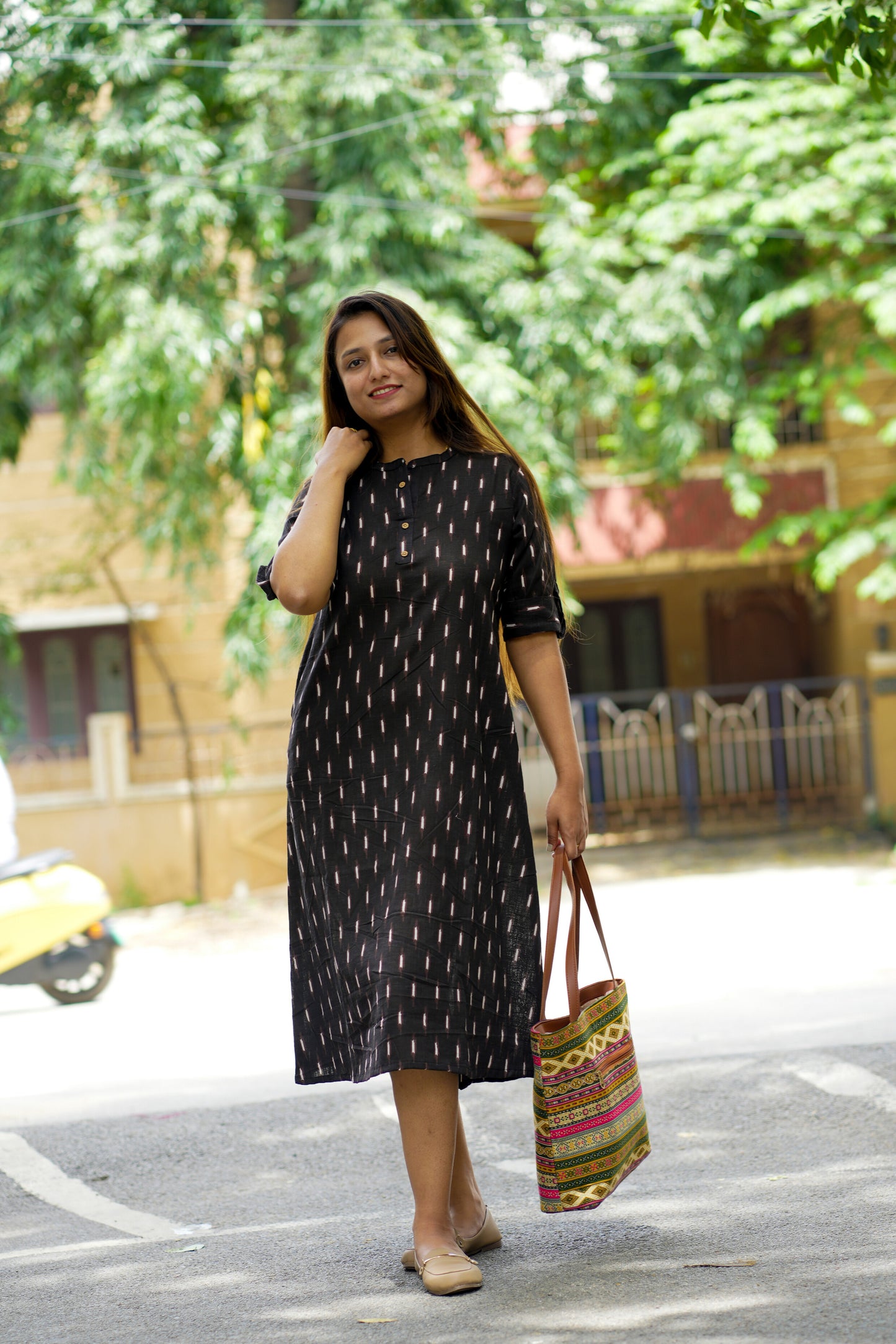 A-Line Cotton Ikat Kurta