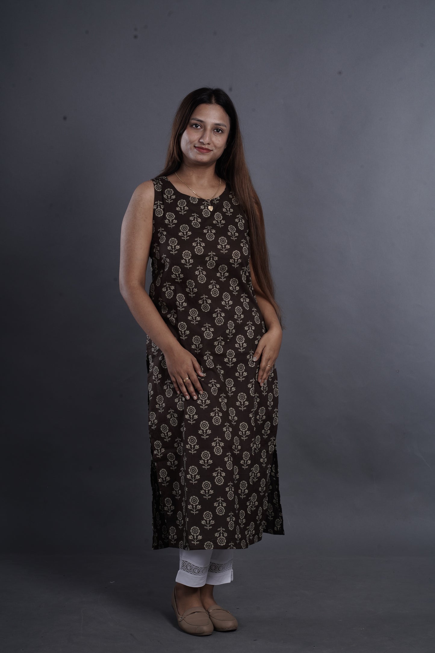 Brown Straight Cotton Kurta