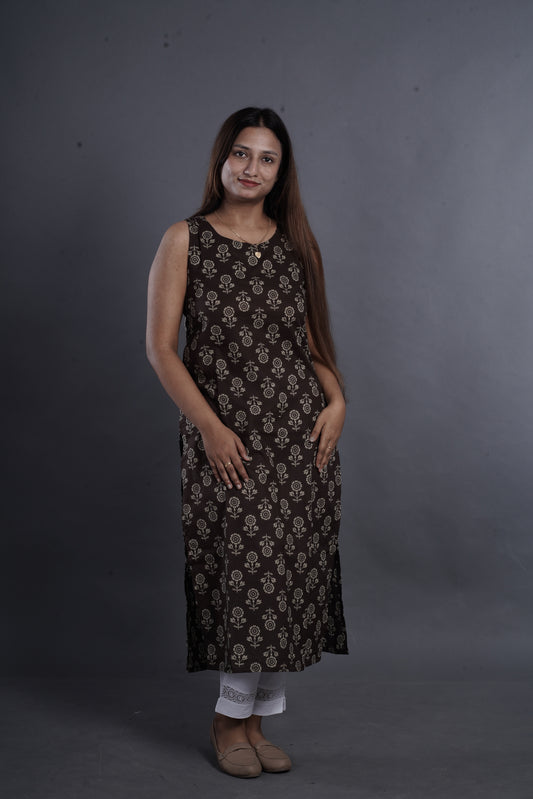 Brown Straight Cotton Kurta