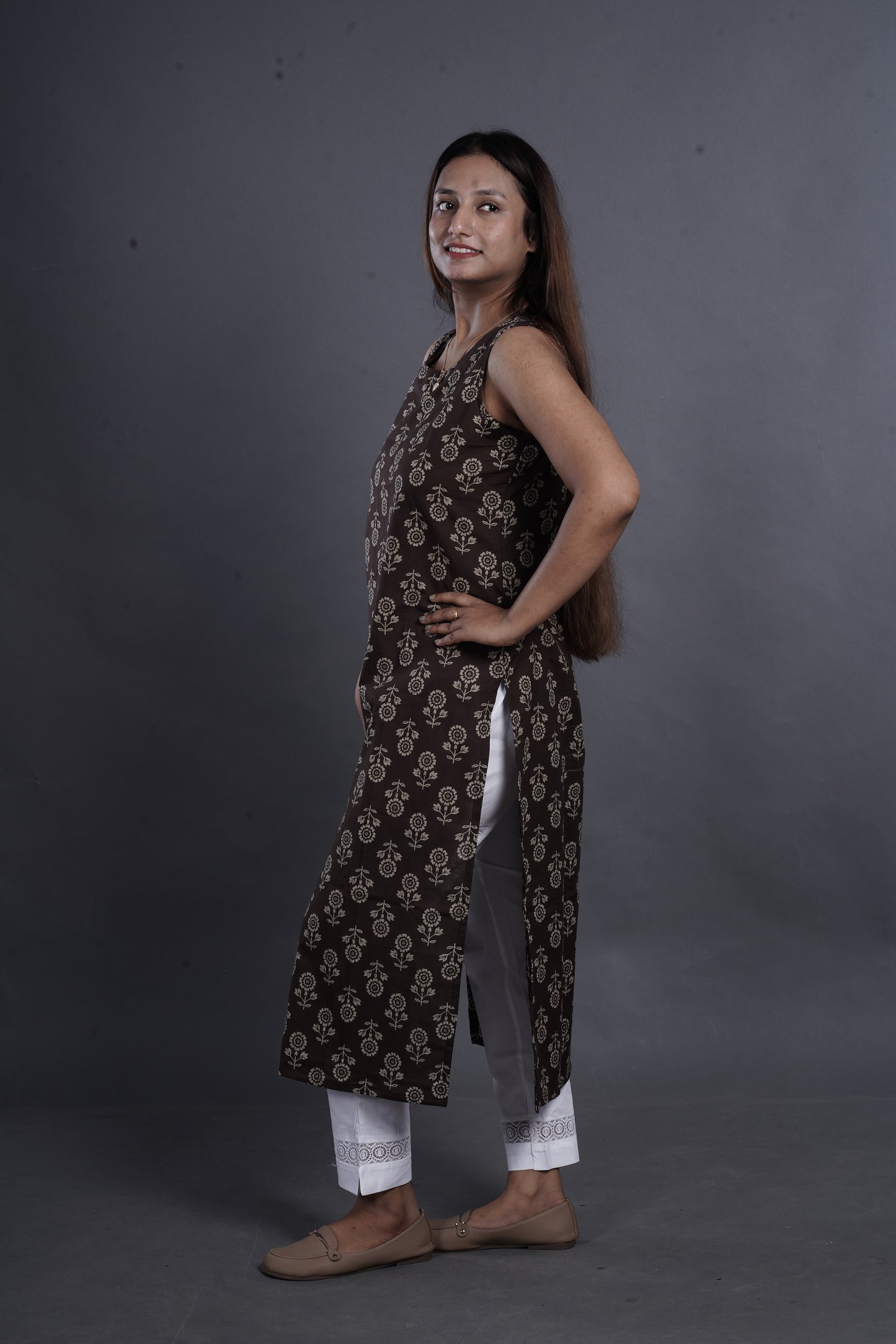Brown Straight Cotton Kurta