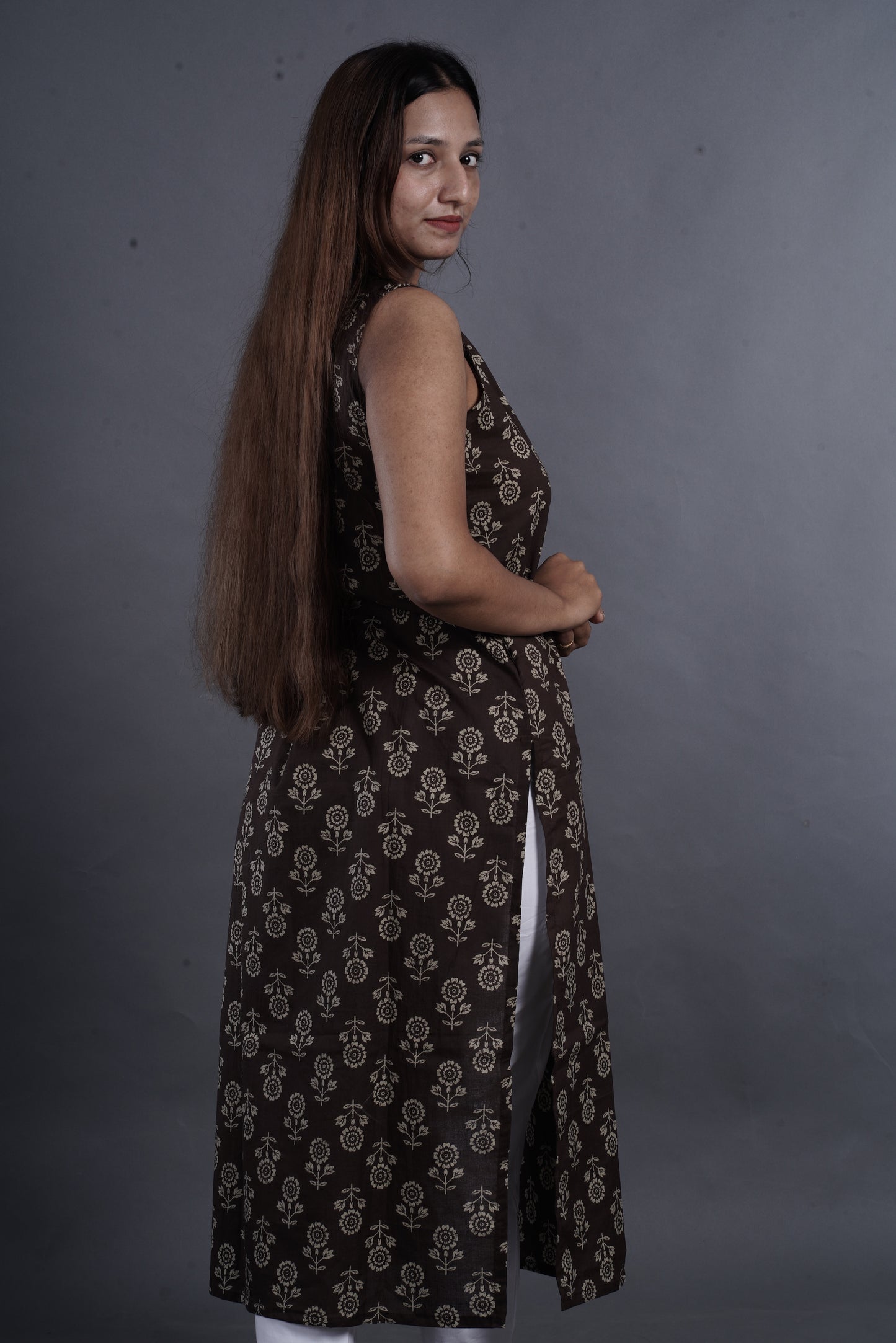 Brown Straight Cotton Kurta