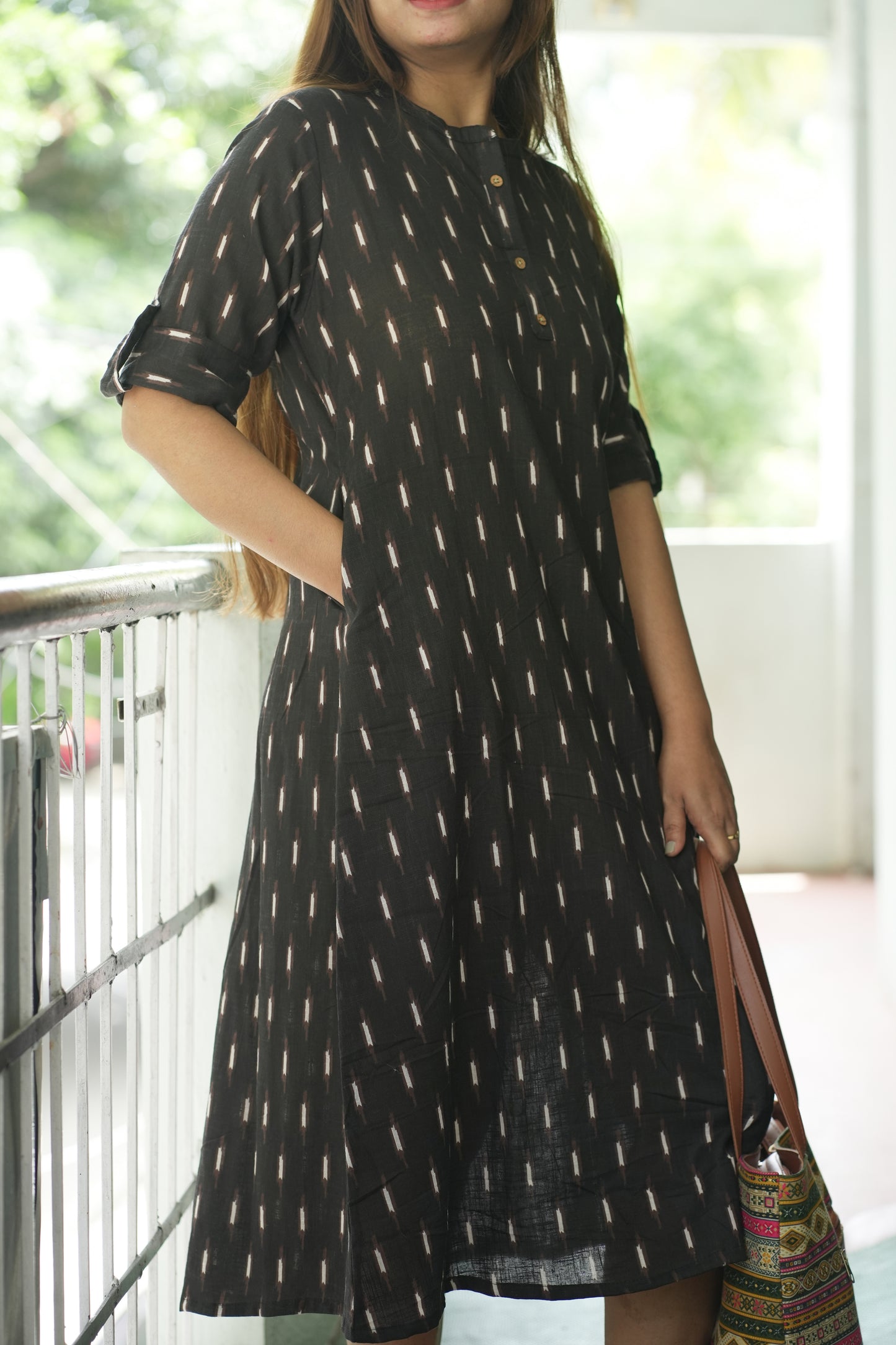A-Line Cotton Ikat Kurta