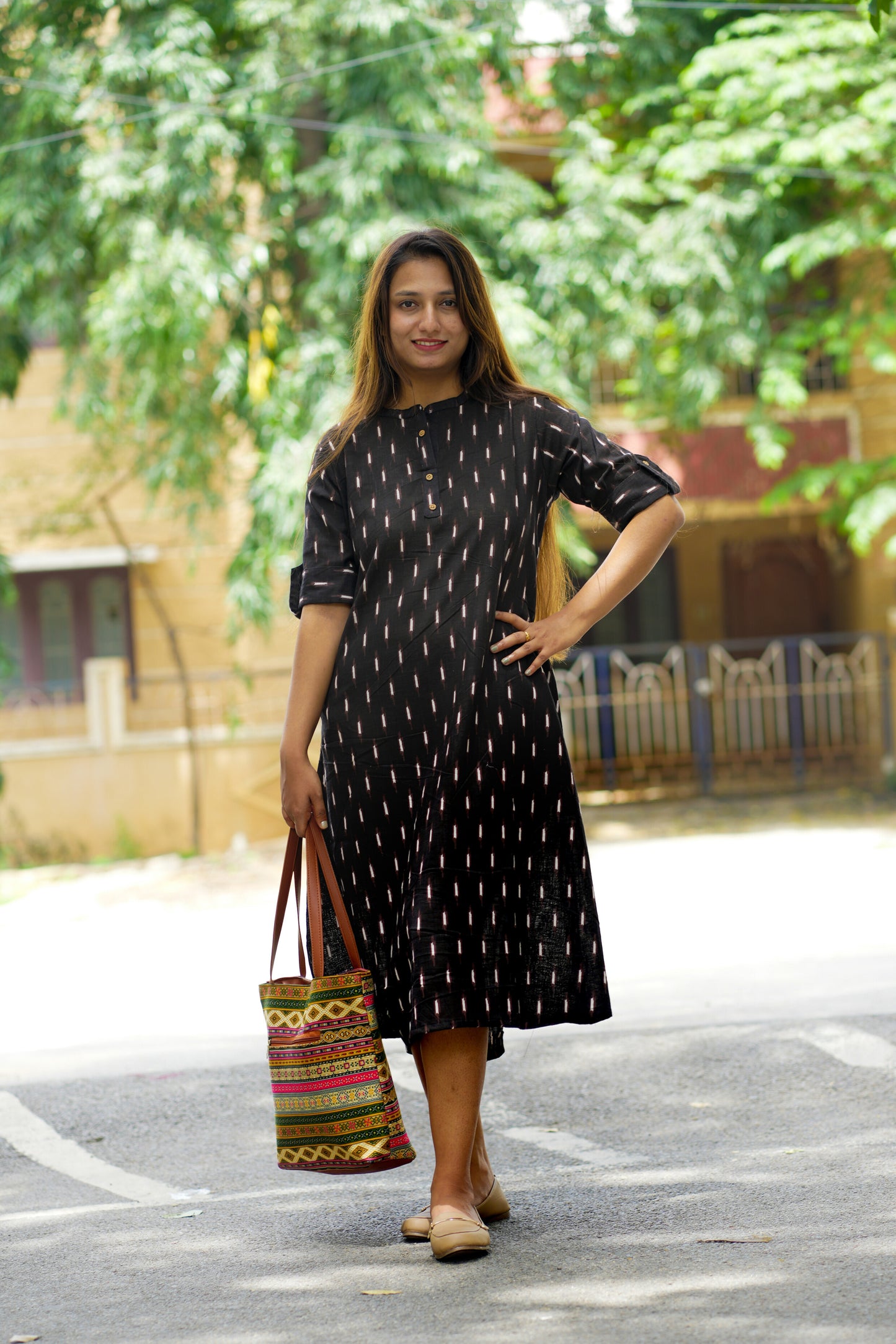 A-Line Cotton Ikat Kurta