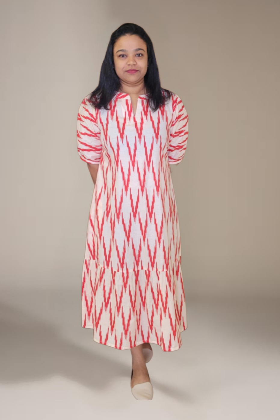 Ikat Print Midi Dress